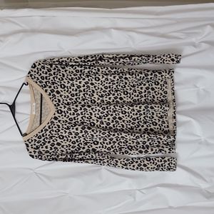 Women long sleeve cheetah leopard shirt size small